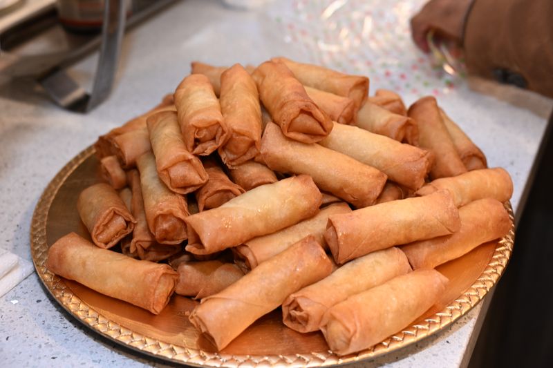 Crispy chicken spring rolls appetizer